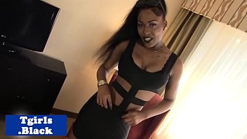 Preview 1 of Gunita - Black natural tgirl solo jerking her candybar