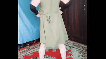 Preview 3 of Mom And Daughter Call Gigolo - Green Sexy Mini House Dress Shemale Big Butt Sissy Trap Big Ass Tranny Booty Crossdresser Lady Boy