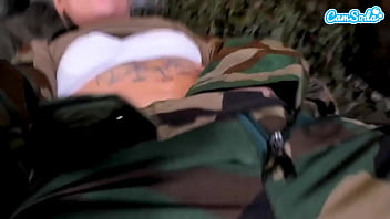 Preview 3 of Serbian Movie Scene - Naughty Teen Solider Almost Caught Masturbating In The Field