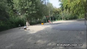 Preview 1 of Porndud Com - Blown by broke busty Russian in park