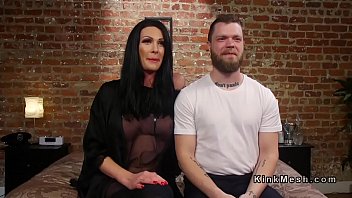 Preview 1 of Popping Cherry Virgin - Busty tranny anal bangs officer in bed