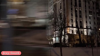 Preview 2 of Mummy Gf - Jeny Smith naked in snow fall walking through the city