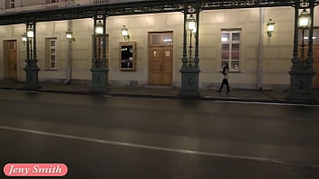 Preview 4 of Mummy Gf - Jeny Smith naked in snow fall walking through the city