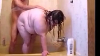 Preview 4 of Twink Gay Blowjob Car - Sissy Fucks Wife In Shower Making Her Deepthroat Then Anal Fuck With Creampie