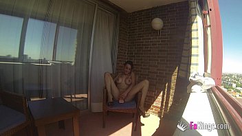 Preview 2 of Mas Cacheros - Sara Ray masturbates in a balcony for everyone in Madrid to see
