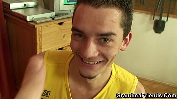 Preview 2 of Baglades Porn - Chubby mommy swallows two young dicks