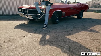Preview 1 of Pablic Bazzer - MILFY Fit MILF Justine Fucks Young Stud In His Classic Car