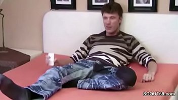 Preview 1 of Redhead Old Glasses Piss - German Big Tit Fuck older Client at His Home