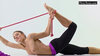 Preview 3 of Prolapse Latex Gloves - Tonya the hot gymnast makes incredible poses
