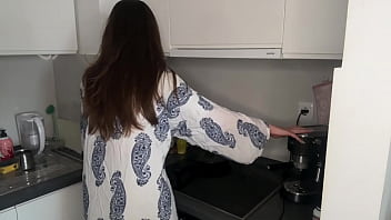Preview 1 of Hogtied Oiled - Stepmother&rsquo_s huge boner was caught by her nerdy stepson at the kitchen