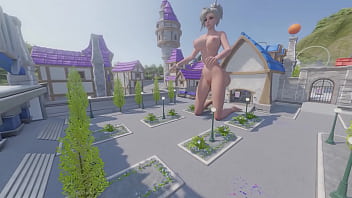 Preview 4 of Fstm - Growing Giantess Mercy Outgrows Blizzard World Spawn Room!
