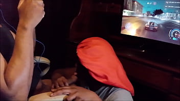 Preview 2 of Meka Oda - Playing NFS and getting a blowjob until she swallows every drop