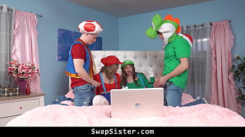 Preview 1 of Pussy Kissing Pic - Stepsisters Take an Ultimate Plunge to Swap Their Stepbrothers to Get More Views - Swapsister