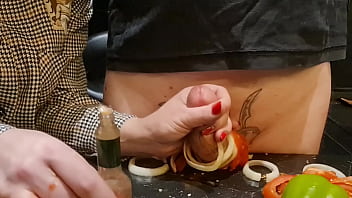 Preview 4 of Stiff Baby - Extreme dick and urethral torment in the kitchen! Cooking cock 2. Episode 1/3.