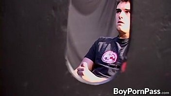 Preview 1 of Girl Forced Guy To Cum Inside - Horny dudes jerking off their dicks in a glory hole session