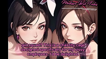 Preview 2 of Rape Shemlaes - Mistress turns you into bunny slut,  let&#039_s you to suck first client&#039_s dick. Swallow cum,  sissy! (FEMINIZATION ROLEPLAY - AI GENERATED)
