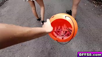 Preview 1 of Mom Bigbotty - Teen BFFS fucks a giant dick in a trick or treat