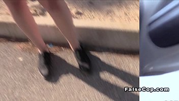 Preview 2 of Retro And Fater - Nasty blonde fucks fake cop doggy style outdoor