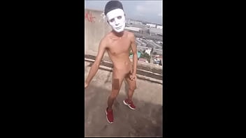 Preview 3 of Bra And Panty Sister Change - boy wanks on a roof with his selfie stick