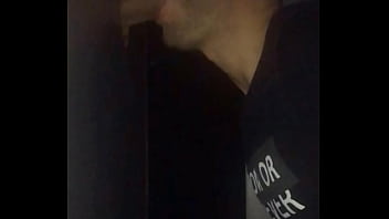 Preview 4 of Home Sixy - Having Fun In Glory Hole Anonymous guy sucking my dick and me sucking his big dick and taking huge cumshot