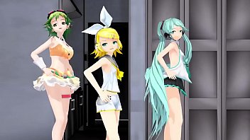 Preview 1 of Chika Ojima - MMD Hatsune Miku,  Gumi &amp_ Rin [Dance Sex WTF]