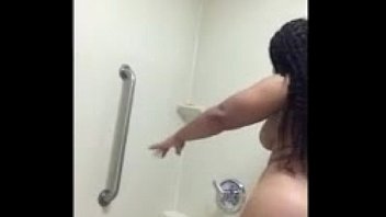 Preview 1 of Sylvia Kristal Cumshot - Big ass booty ebony in the shower