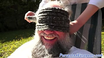 Preview 1 of Warmed Massaj Japani - Eurobabe rimming grandpa and makes him cum