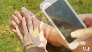 Preview 2 of Shemale Nera Solo - Little Miss Sunshine: Hot Milf&#039_s Leg Fetish Fun in The Garden!