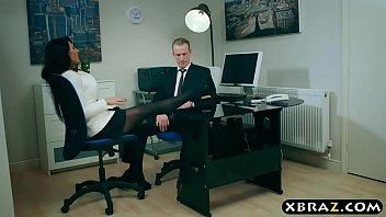 Preview 2 of Cina 12 Yars Video Xxxcom - Busty brunette is more interesting in cock then in business
