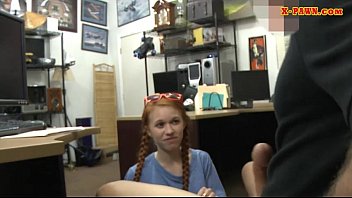 Preview 1 of Varly Krey - Tight redhead babe drilled by pawn man in his office