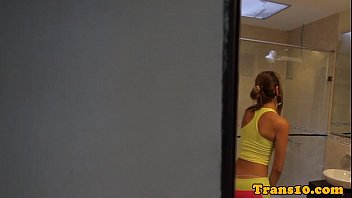 Preview 1 of Bisexual Mlf - Latina tgirl getting ready behind the scenes