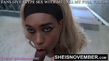 Preview 3 of Minah Rempit Kena - My StepSister Msnovember Gave Me A Public Blowjob On Her Knees,  Before I Ejaculated My Cum Onto Her Cute Ebony Face on Sheisnovember