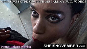 Preview 1 of Minah Rempit Kena - My StepSister Msnovember Gave Me A Public Blowjob On Her Knees,  Before I Ejaculated My Cum Onto Her Cute Ebony Face on Sheisnovember