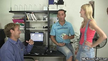 Preview 1 of Sister While Gaming - Brother bangs his blonde girlfriend