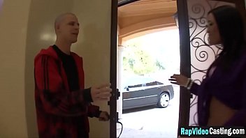 Preview 1 of Sasha Grey Punch - Ebony beautiful babe casting blowjob fuck interracial3