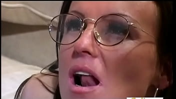 Preview 1 of Labar Rum - Brunette receives a ton of jizz on her nerdy glasses