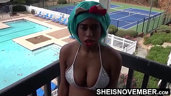 Preview 1 of Arpad Miklos Dean Flynn - My Belly Button Fetish And Dirty Talk Jerk Off Instructions With My Big Natural Tits And Brown Nipples Covered In Oil,  Cute Young Ebony Babe Sheisnovember Fingering Her Clitoris And Shaved Pussy Erotically,  Then Spread Her Booty By Msnovember
