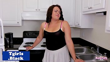 Preview 1 of Gorgeous Pornstar Best Of World - Chubby amateur tgirl in solo kitchen session