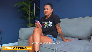 Preview 2 of Girl Show Pissing In Bathroom - Amateur big ass Latina gets rimjob pussy pounding at casting POV