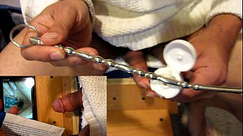 Preview 1 of Angelica Pov - Solo-boy pushing a steel toy down his pee-hole.