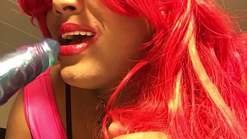 Preview 3 of House Wife Hollywood - Slutty sexy fem boy sissy slut sucking on a huge dildo