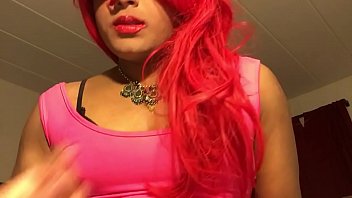 Preview 1 of House Wife Hollywood - Slutty sexy fem boy sissy slut sucking on a huge dildo