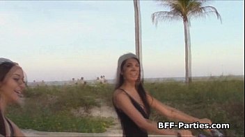 Preview 1 of Milf Big Boobs Sex Videos - Three bikini babes sharing cock