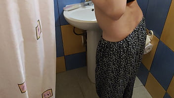 Preview 1 of Adivasi College Sexy Video - Fucking in the shower milky MILF and her hairy pussy. She spray some milk on him to make his extra hard 4K