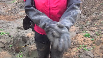 Preview 3 of Blonde Russian Forced Sex - bella in long rubbergloves