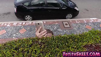 Preview 1 of Asnhuxtvb - Tiny teen Lilly Ford drops her phone and panties for hung man