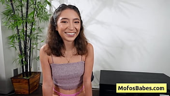 Preview 4 of Xxxccxxxx - Sexy petite Amber Summer rub her juciy bald pink pussy in front of Charles Dera