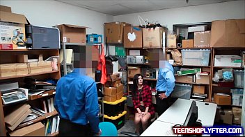 Preview 1 of Ignore Jerk Off - Teen gets double teamed by security guards after she stolen stuff
