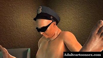 Preview 2 of Tiny Tipe Fat Hd - Chubby 3D cartoon cop fucking an ebony hunk&#039_s tight asshole hard