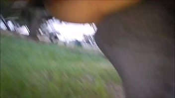 Preview 1 of Big Tits Fuck Grandpa - peeing in the yard